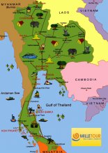 Карта Тайланда с островами - Миль Тур